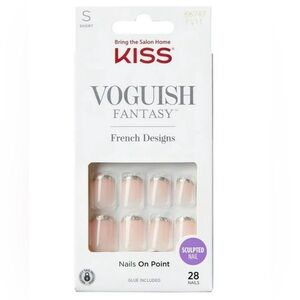 3 for 2. New in box Kiss Nails - Bisous French glitter press on nails- wide size